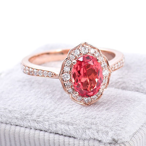 14K Rose Gold Của Phụ Nữ Thời Trang Nhẫn Với 2 Carat Pigeon Trứng Màu <span class=keywords><strong>Ruby</strong></span> Hàng Kim Cương Hình Bầu Dục Cắt Đá Quý Cho Kỷ Niệm - Product Image 3
