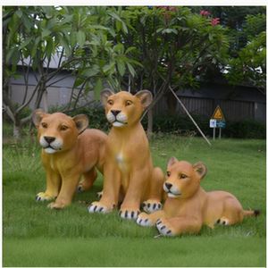 Gran exterior FRP León escultura realista todo clima Animal resina adornos duraderos estatuas para jardín parque zoológico césped Decoración - Product Image 5
