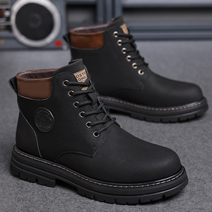 Bottes Martin pour hommes, bottines chaudes d'hiver, bout rond, fausse daim, doublure en fourrure, semelle en caoutchouc antidérapante, bottes de neige - Product Image 3