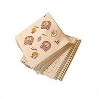 Emballage jetable pour petit-déjeuner, emballage pour sandwich, papier laminé résistant à la graisse, emballage triangulaire pour hamburger, motif ours de dessin animé