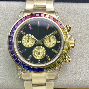 Reloj Mecánico de Lujo de Alta Gama Personalizado con Oro Real de 24K y 18K, Bisel Colorido con Diamantes de Laboratorio y Moissanita, Automático para Hombre - Product Image 1