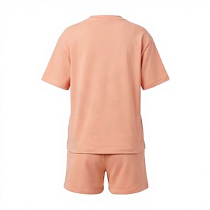 ชุดเซ็ตเสื้อยืดแขนสั้นคอกลมสีชมพู 2 ชิ้นสำหรับผู้หญิง ผ้าฝ้าย ใส่สบาย ระบายอากาศได้ดี ทรงหลวม ความยาวเหนือเข่า เหมาะสำหรับฤดูใบไม้ผลิและฤดูร้อน - Product Image 3