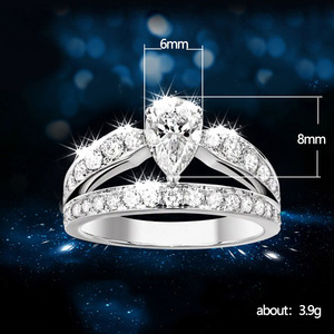Anello con Zircone a Forma di Pera per Donne, Elegante Anello Regolabile a Goccia per Matrimonio e Fidanzamento, Gioiello di Moda - Product Image 3