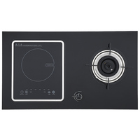 Table de cuisson combinée encastrable à induction électrique et gaz avec verre trempé noir, appareil électroménager 2-en-1 économe en énergie