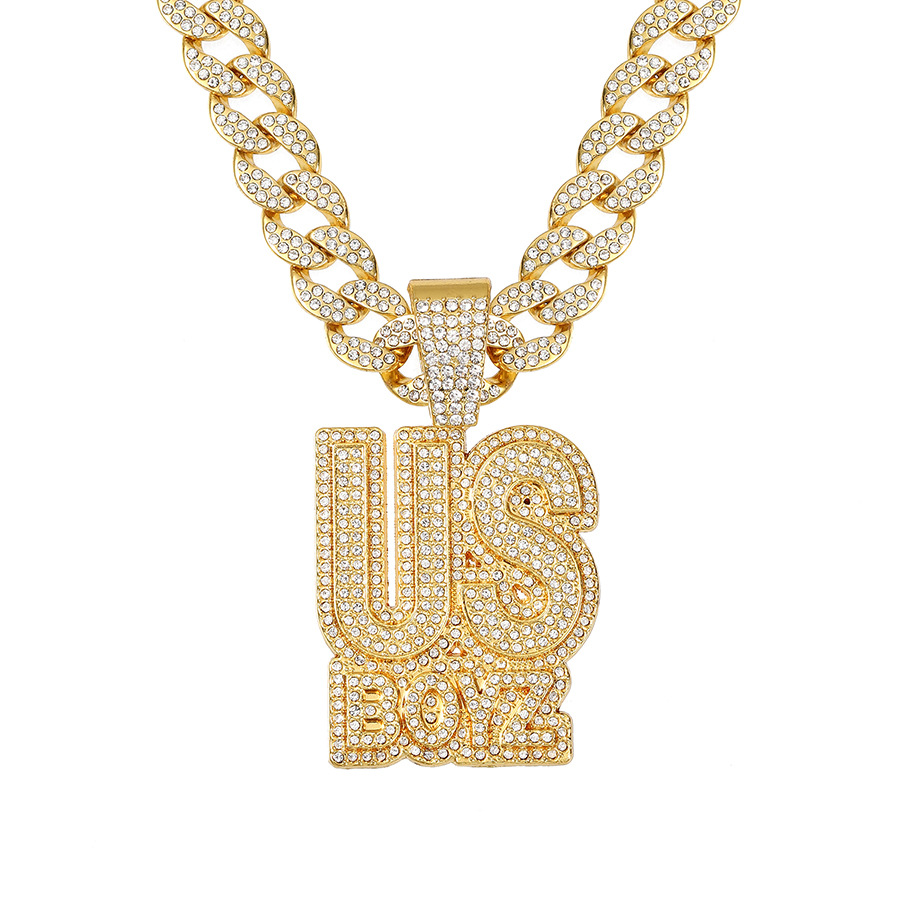 NL2253 US BOYZ Hip Hop Diamond Letter Pendant - High Quality