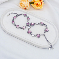 Bracelets de luxe en zircon scintillant, chaîne et maillons, avec cœur rose entièrement serti de diamants, bijoux de mariage tendance et personnalisés pour femmes et jeunes filles