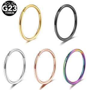 G23 anelli al naso in titanio 16G/18G setto a cerniera anello Clicker labbra cartilagine Daith elica Tragus Piercing gioielli oro <span class=keywords><strong>per</strong></span> regalo - Product Image 2