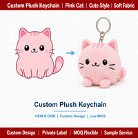 Porte-clés en peluche personnalisé, motif chat de dessin animé, porte-clés en peluche douce, breloque en peluche sur mesure OEM ODM pour sacs et cadeaux