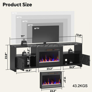 Meuble TV moderne de 75 pouces avec cheminée à DEL Centre de divertissement Design et armoires de rangement - Product Image 5