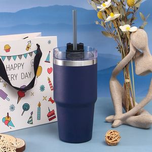 20oz Daily Beverage Stainless Steel Car Tumbler Vacuum Insulated Coffee <b>Cup</b> <b>With</b> <b>Straw</b> <b>Lid</b> Office Commute Travel - Product Image 4
