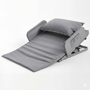 Electric <b>Bed</b> With Adjustable <b>Backrest</b> Gray Steel Frame <b>For</b> Elderly Care Bedroom Use - Product Image 1