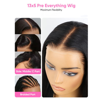 Perruque Lace Front Transparente avec Ondulations et Frange, Densité 13x5, Cheveux Humains HD Pré-coupés