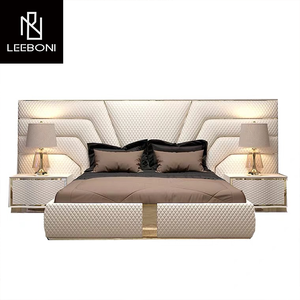 Italiaans Design Luxe Lederen Tuffbed Kingsize Slaapkamer Sets Gestoffeerde Bedden Met Hoofdeinde - Product Image 4