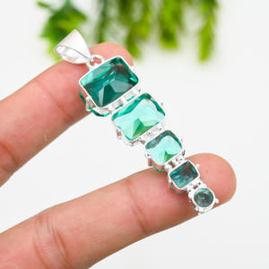 <b>Green</b> Apatite Plated Silver Plated Handmade Bohemian Style Fashion <b>Pendant</b> <b>Necklace</b> for Wedding & Party Unisex - Product Image 2