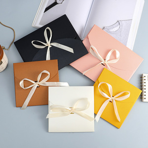 Sobre de papel perlado con lazo, cinta y lazo de lazo estilo occidental engrosado para embalaje de bragas, caja de regalo - Product Image 1