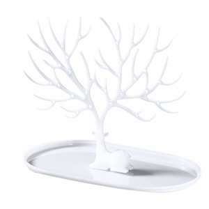 Bird Tree Jewelry Rack White Acrylic Earring Storage Ring Necklace Bracelet Display Stand Multifunctional Jewelry Organizer - Product Image 4