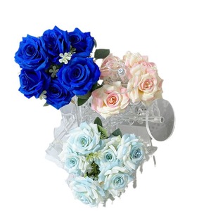 Bouquet de roses artificielles Meiyu Craft, 7 têtes, fleurs en soie, décoration de table de mariage, arrangement floral fait main - Product Image 5