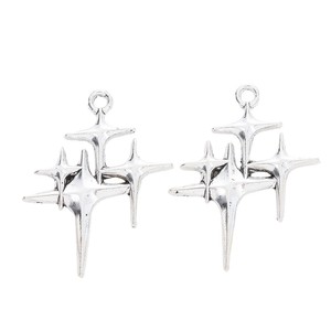 Ciondolo a quattro grappoli a forma di stella in lega di zinco color argento antico, accessorio celeste per decorazione da parete con fasi lunari - Product Image 2