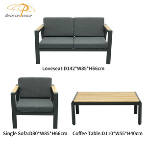 Set Divano da Esterno 4 Pezzi <span class=keywords><strong>in</strong></span> Alluminio Idrorepellente con Decorazioni <span class=keywords><strong>in</strong></span> <span class=keywords><strong>Legno</strong></span> Teak <span class=keywords><strong>per</strong></span> Terrazze di Resort e Ville - Product Image 5
