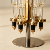 Support Distributeur de Parfum Rotatif Doré à Six Pompes, Présentoir Commercial pour Remplissage de Parfums en Magasin de Détail