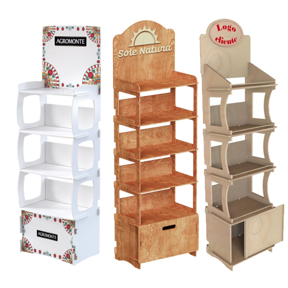 Apache Custom 4 Tier Wood Display Stand for Organic Grocery Stores, Farm-to-Table Markets and Specialty Gift Shop Retail