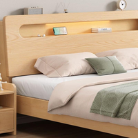 Lit superposé moderne en bois massif de pin américain avec panneau de rangement et tête de lit pliable, taille double pour garçons et filles - Taille du matelas 47" L x 86" P