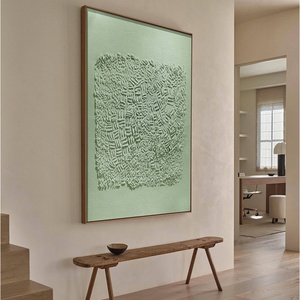 Arte Mural Acrílico Texturizado Estilo Wabi Sabi Hecho a Mano, Lienzo Original con Pinturas al Óleo, Decoración de Interiores con Marco - Product Image 1