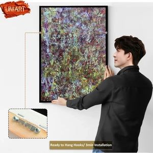 UNIART 100% fatto a mano Jackson Pollock a goccia stile astratta arte della parete decorazione surreale dipinto a mano pittura a olio ad azione acrilica - Product Image 4