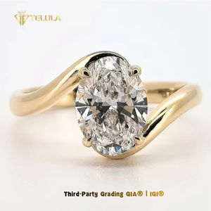 맞춤형 2캐럿 VS1 VS2 오벌컷 IGI 인증 합성 다이아몬드 반지 9k 10k 14k 금 실험실 재배 다이아몬드 반지 - Product Image 1