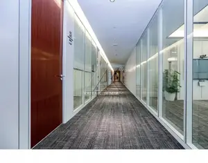 Ruang mewah dibagi kustomisasi ekstrusi bingkai aluminium kaca dinding kantor partisi profil