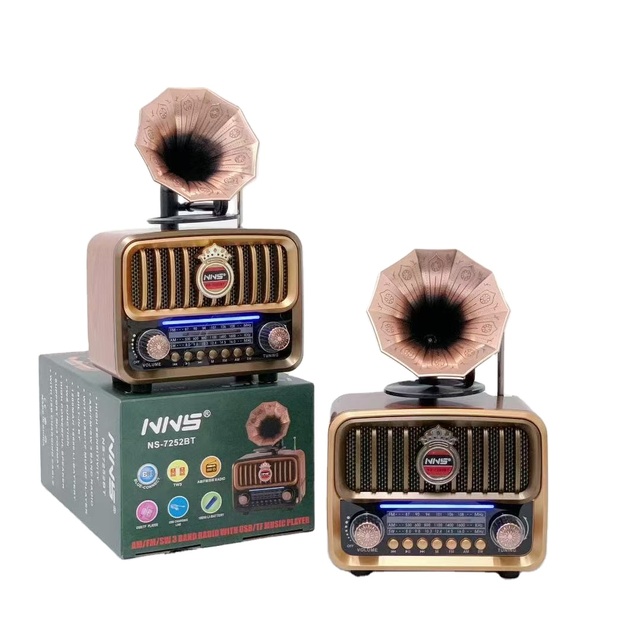 NNS NS-7252BT New Design Battery Vintage Solar Band Radio Fm Am Portable Mini Home Radio With Bt Usb Tf Line Audio Led