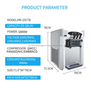 Nouvelle machine commerciale automatique à glace molle et yaourt glacé, 3 saveurs, congélateur double torsion pour sundae, équipement de snack à base de lait et d'eau - Product Image 6