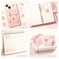 Autocollants 3D mignons en forme de blocs, motifs dessin animé, floraux, fruits, desserts, pour carrelage, esthétiques, pour scrapbooking, journal et agenda DIY