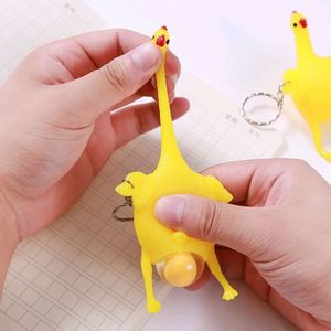 Hot Sale Funny Yellow Chicken Prank Toy Creative Rubber Decompression Keychain Alloy Metal Cartoon Style Birthday Christmas - Product Image 4