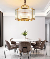 Nouveau lustre rond vintage de style chinois, luxe léger, villa, style américain moderne, salle à manger, escalier