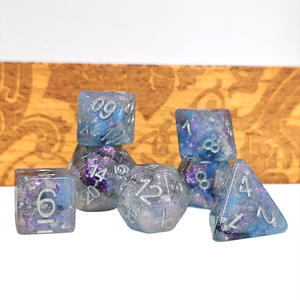 Juego de dados de colores de mezcla de purpurina poliédrica acrílica de varios lados personalizados DND al por mayor para juegos de dragones y mazmorras RPG - Product Image 6