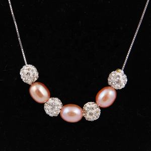 45 cm 925 Silver Box Chain Collier ras du cou avec breloques en argile de cristal ovale ou perle d'eau douce naturelle en forme de riz, perle AAA 8 mm - Product Image 1