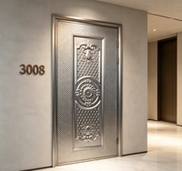 Panneau de porte métallique gaufré à motifs de luxe, vente en gros en vrac directement du fabricant, revêtement de porte d'entrée pour projets de construction résidentielle