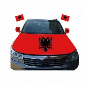 Novedades Artículos para Fanáticos 2026 Cubierta para Capó de Coche de Fútbol Bandera Bandera de Albania Portátil de Poliéster con Logotipo Personalizado para Agitar con la Mano - Product Image 2