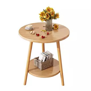 <b>Small</b> Round Coffee <b>Table</b> With Storage Shelf Wood Top Living Room Side <b>Table</b> For Home Bedroom Use - Product Image 5