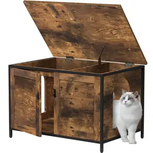 ZMaker屋内木製猫トイレボックスエンクロージャー、トップオープニング猫トイレボックス家具隠し
