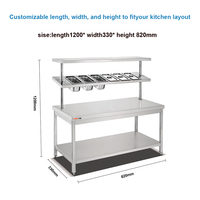 Table de Travail de Cuisine Professionnelle Sur Mesure en Acier Inoxydable SUS304 à 2/3 Niveaux avec Étagère de Rangement