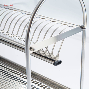 سلك فوق الحوض حامل قائم مطبخ قابل للتوسيع منظم تخزين طبق رف تجفيف لوحة نشمر الفولاذ المقاوم للصدأ 2-الطبقة - Product Image 4