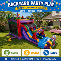 Château gonflable avec toboggan latéral, thème ballons d'anniversaire, location pour fêtes d'enfants, château gonflable commercial