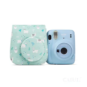 Caiul Fujifilm Instax 미니 11 블루 알파카 케이스 충격 방지 귀여운 스타일 필름 카메라 가방