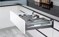 Fabricant d'armoires de cuisine à fermeture en douceur et à lumière LED avec tiroir de cuisine en métal fin
