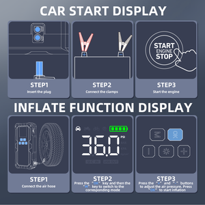 12V <strong>Mini</strong> Multifunction Car Jump Starter Power Bank Peak Air Compressor Kit with Tire Air Pump for Motorcycles - Product Image 5