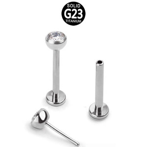 ASTM F136 G23 titane sans fil poussoir Labret goujon nez anneau boucle d'oreille Piercing bijoux agrafe - Product Image 1