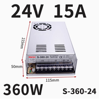 Alimentation à découpage 24V AC 110V/220V à DC 0-24V 20A 360W 5V 12V 24V Volt Tension de commutation Transformateur LED 15A Laboratoire informatique