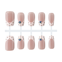 Kit de 30 faux ongles à presser, couvrance totale, PMMA, forme amande, style French, réutilisables, pour salon de manucure, YO-150